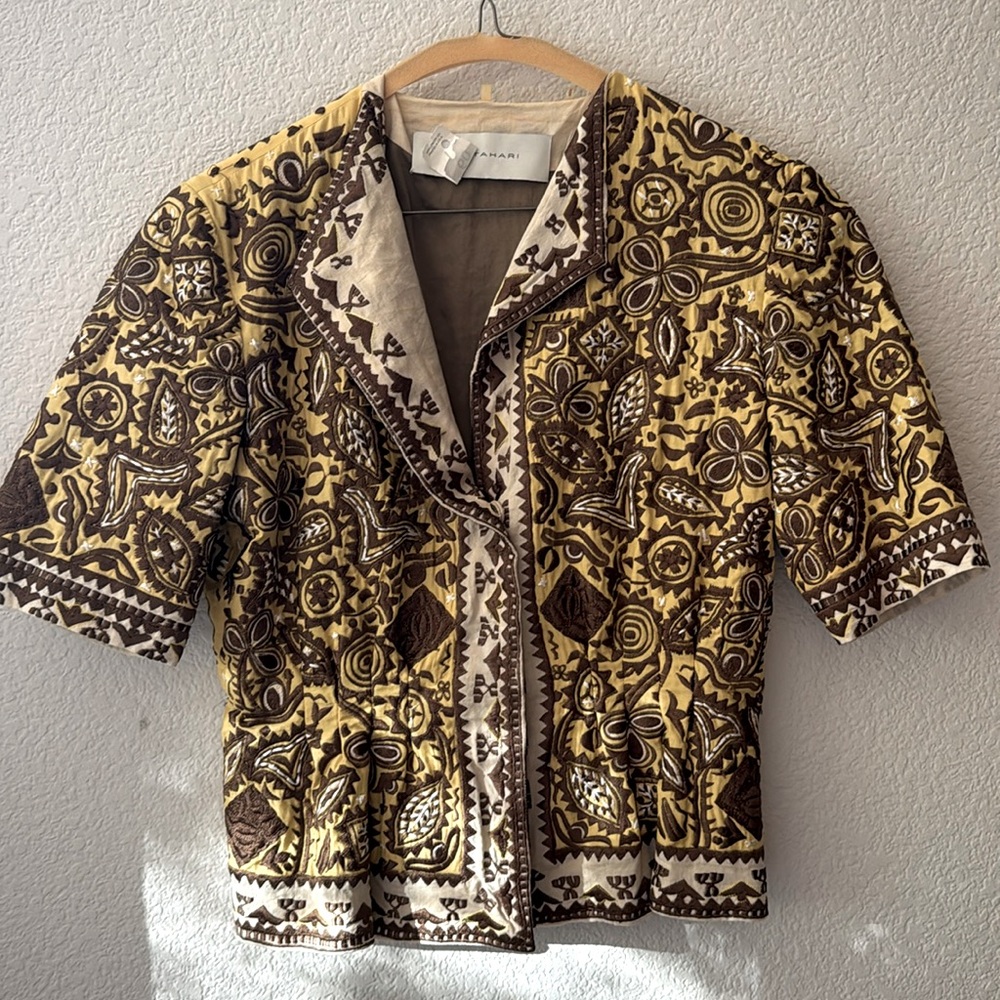 Elie Tahari Cotton Silk Embroidered Jacket